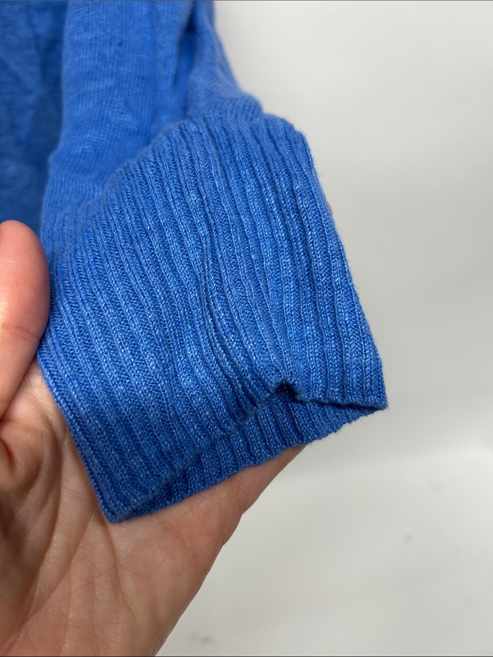 Eileen Fisher Blue V-Neck Lightweight Sweater - Picture 6 of 7